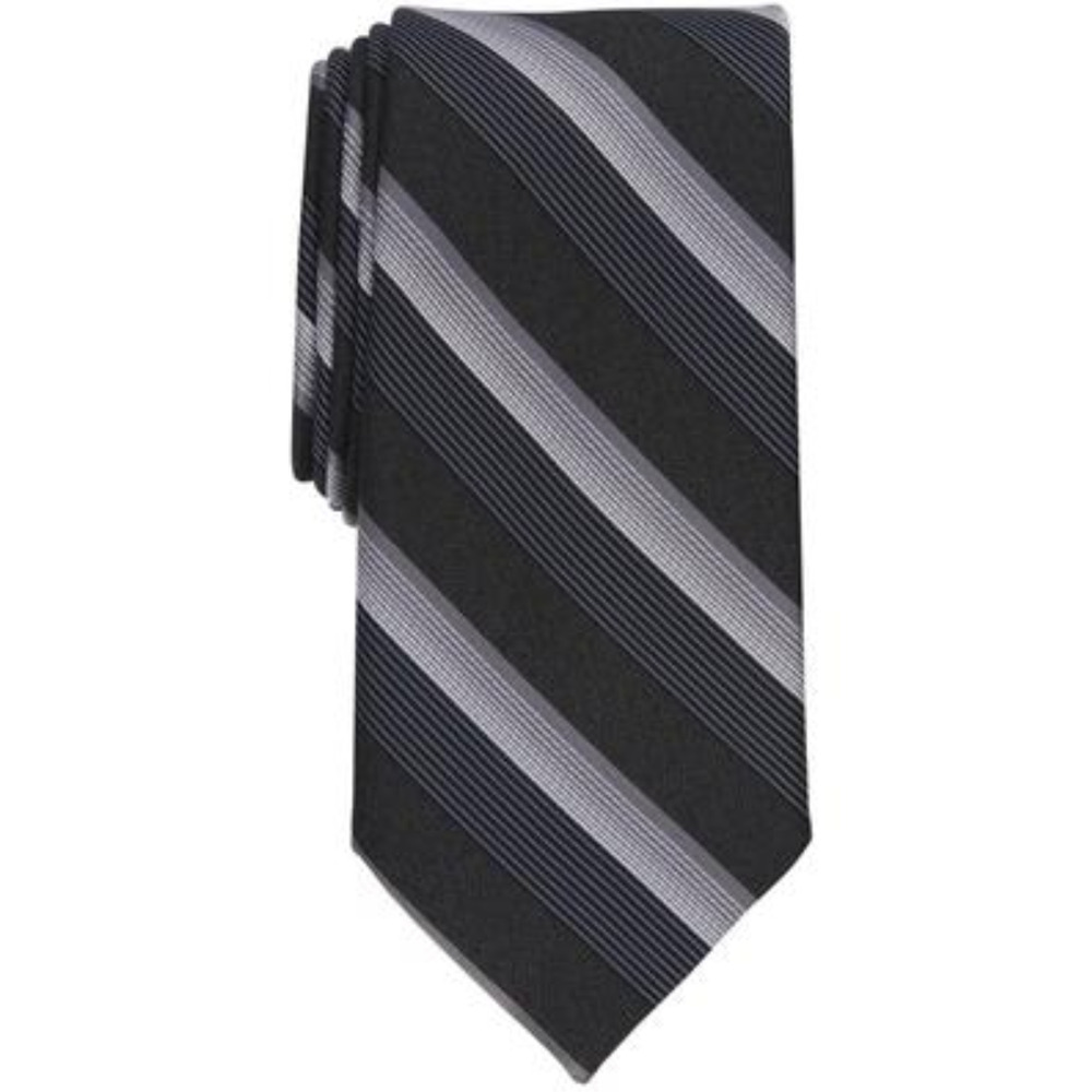 Perry Ellis Men Preston Classic Stripe Tie Black